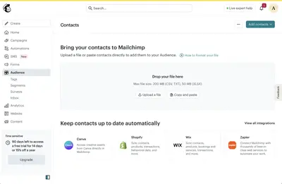 Data Import example from mailchimp.com