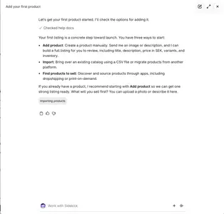 Suggested Action example from shopify.com