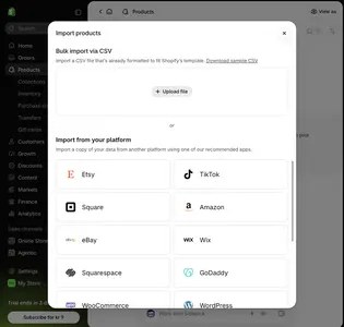 Data Import example from shopify.com
