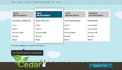 Pricing Tables example from cedarapp.com