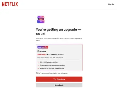 Pricing table example from netflix.com