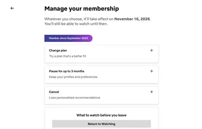 Cancellation Flow example from netflix.com