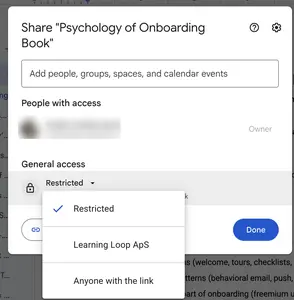 Role-based Invite example from google.com