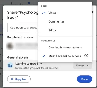 Role-based Invite example from google.com