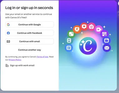 Account Registration example from canva.com