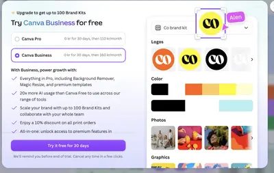 Paywall example from canva.com