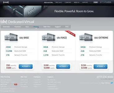 Pricing Tables example from mediatemple.net