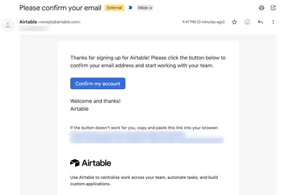 Deferred Verification example from airtable.com