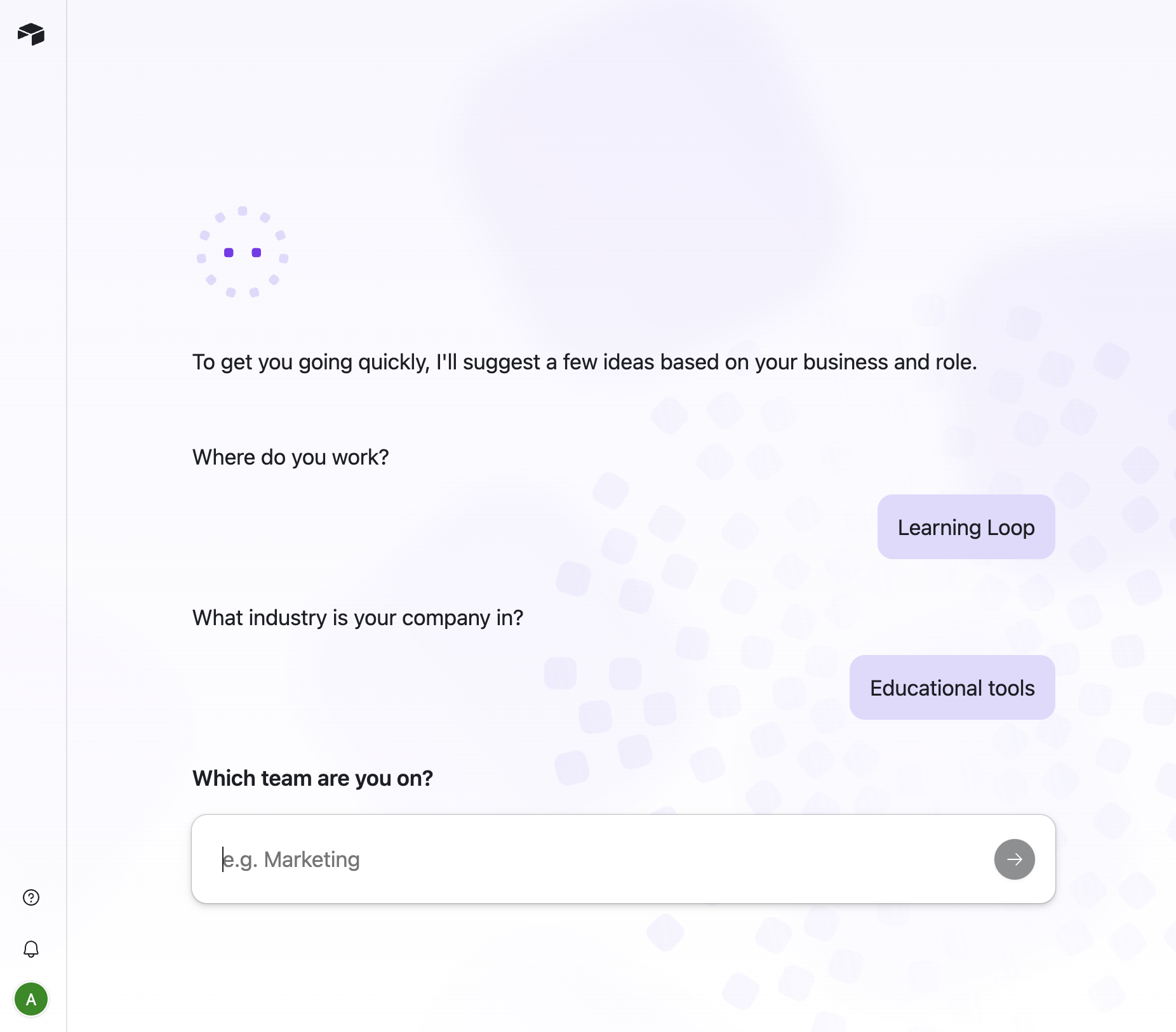 Airtable’s assistant asks about your business, one question at a time, before building anything.