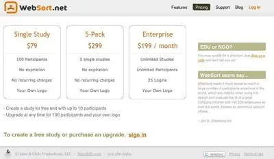 Pricing Tables example from websort.net