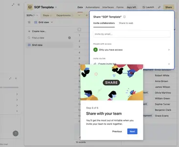 Guided Tour example from airtable.com