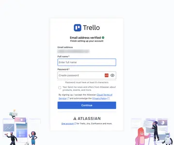 Account Registration example from trello.com