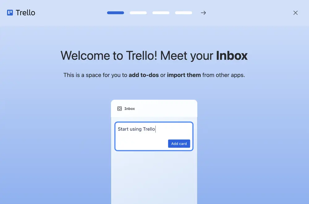 Onboarding Carousel example from trello.com