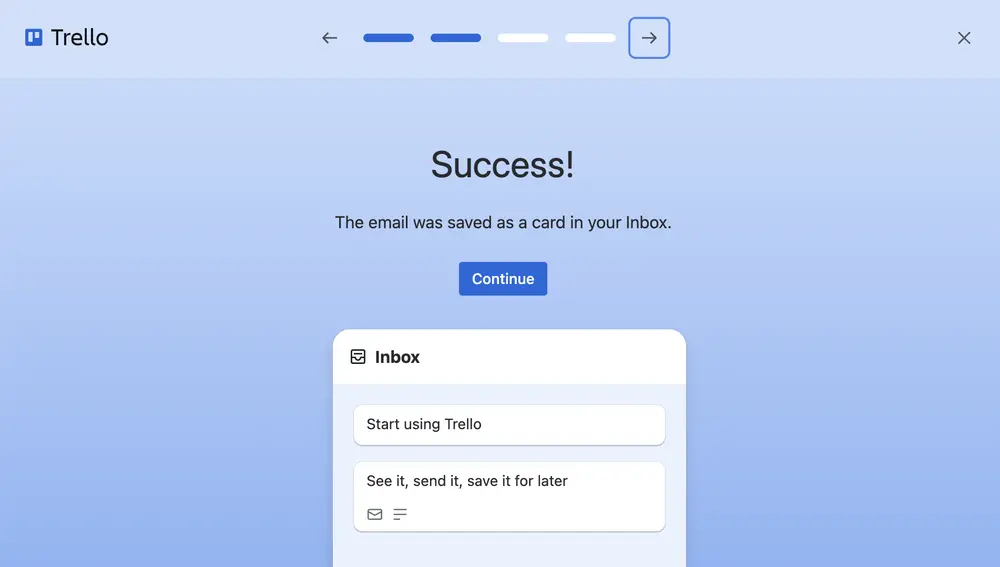 Success State example from trello.com