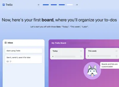 Onboarding Carousel example from trello.com