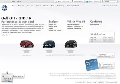 Pricing Tables example from volkswagen.co.uk