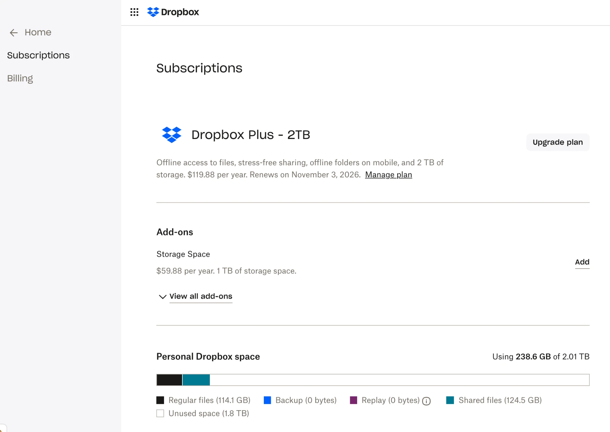 Dropbox’s storage meter, the classic version of the same pattern.