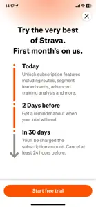 Trial Countdown example from strava.com