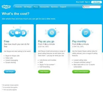 Pricing Tables example from skype.com