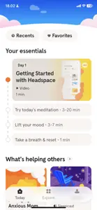 Account home example from headspace.com