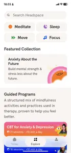 Navigation example from headspace.com