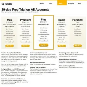 Pricing Tables example from getbackboard.com