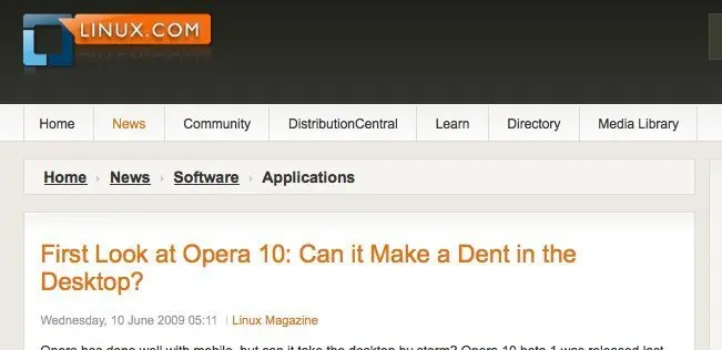 Breadcrumbs example from linux.com