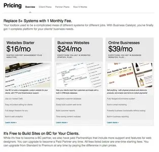 Pricing Tables example from businesscatalyst.com