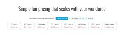 Pricing Tables example from dapulse.com
