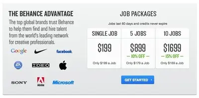 Pricing Tables example from behance.net