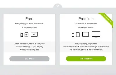 Pricing Tables example from spotify.com