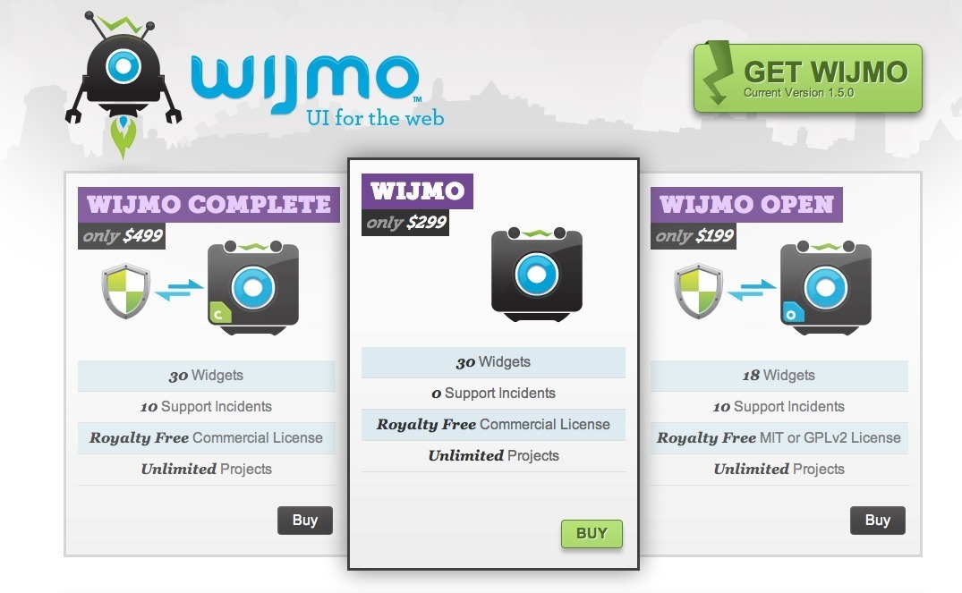 Screenshot of wijmo.com