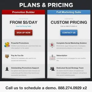 Pricing Tables example from wildfireapp.com