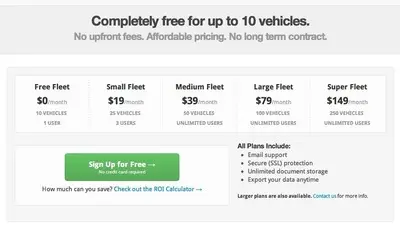 Pricing Tables example from fleetio.com
