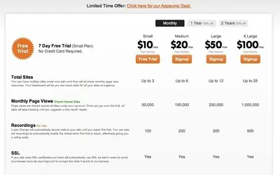Pricing Tables example from luckyorange.com