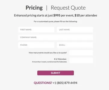Pricing Tables example from attendeehub.com