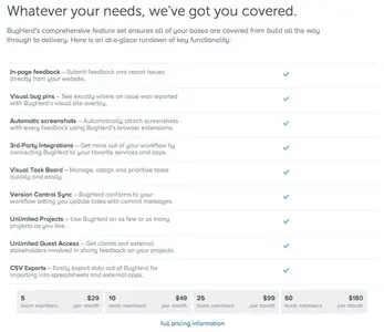 Pricing Tables example from bugherd.com