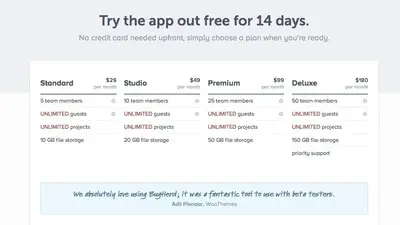 Pricing Tables example from bugherd.com