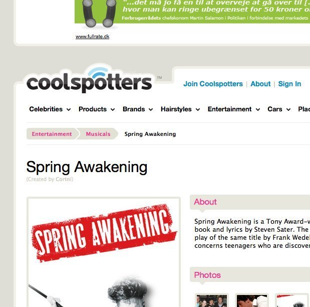 Screenshot of coolspotters.com