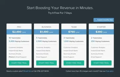 Pricing Tables example from hookfeed.com