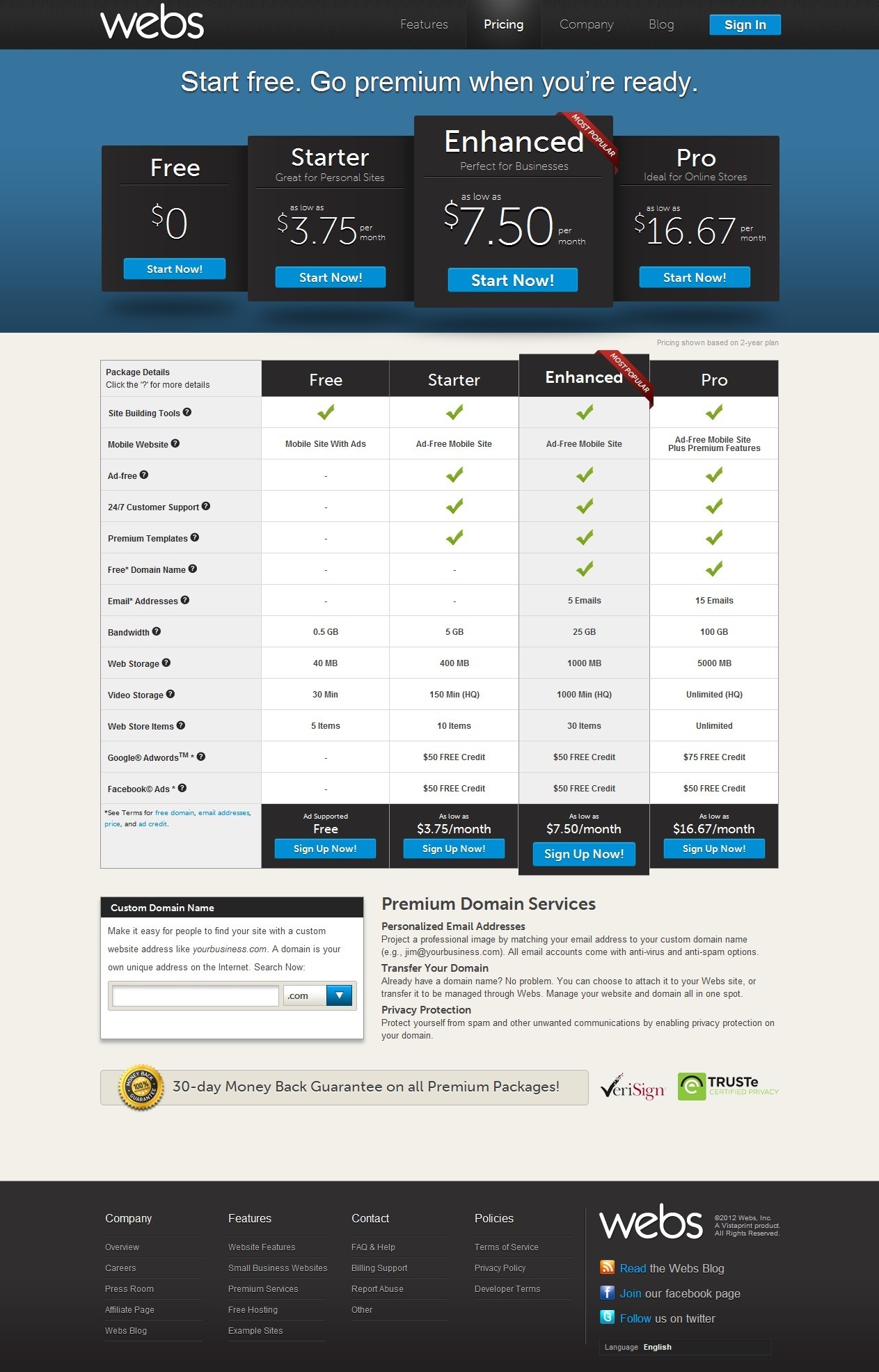 Screenshot of webs.com