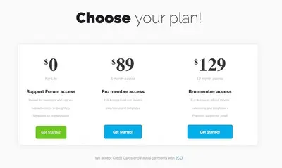 Pricing Tables example from balbooa.com