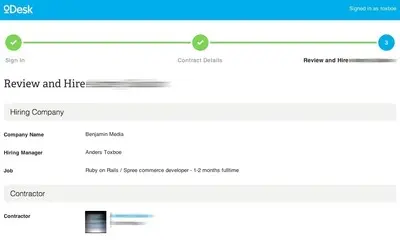 Steps Left example from odesk.com