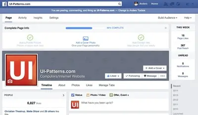 Completeness meter example from facebook.com