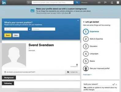 Completeness meter example from linkedin.com