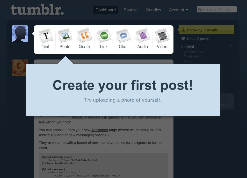 Screenshot of tumblr.com