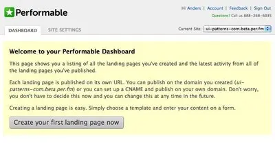 Blank Slate example from performable.com
