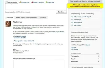 Blank Slate example from getsatisfaction.com