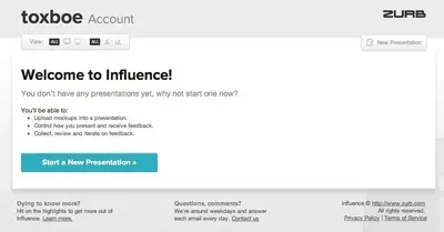 Blank Slate example from influenceapp.com