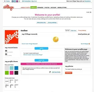Account home example from ivillage.com